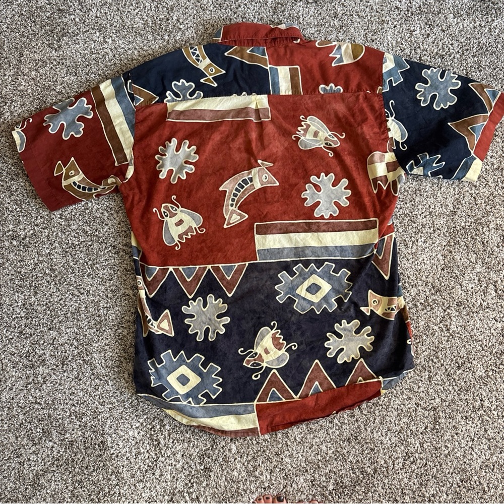 The Territory Ahead Shirt XXL Vintage 90s Abstract Tribal Print Button Up Cotton - Picture 7 of 11